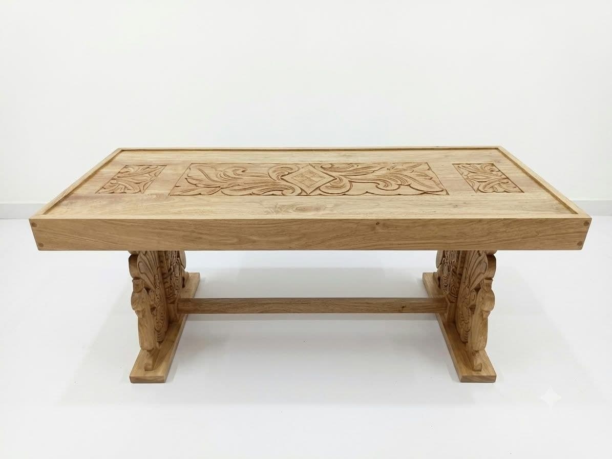 Custom hand-carved decorative wooden wall panel