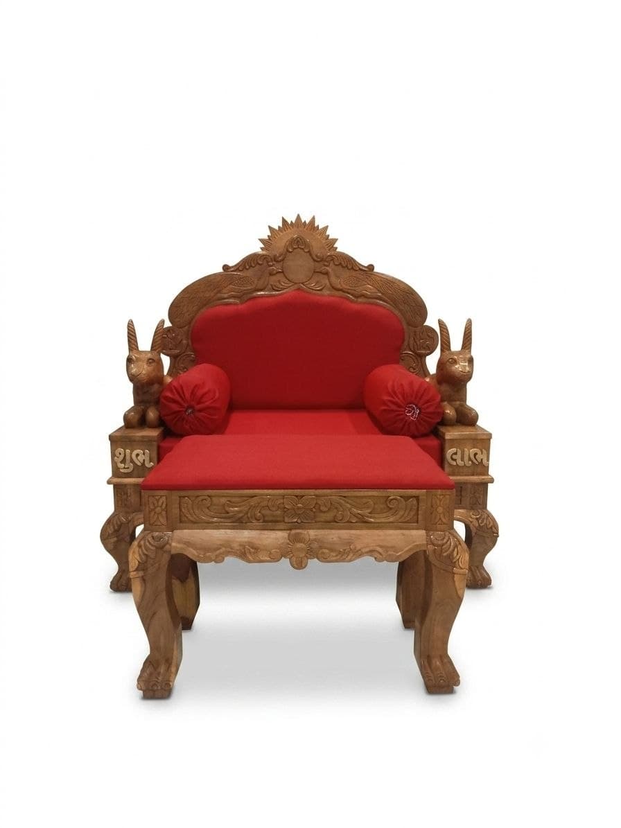 Hand-carved wooden console table with detailed legwork