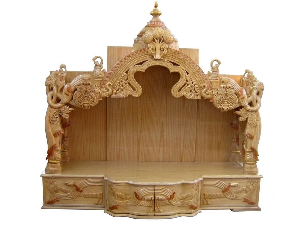 Compact wooden corner mandir