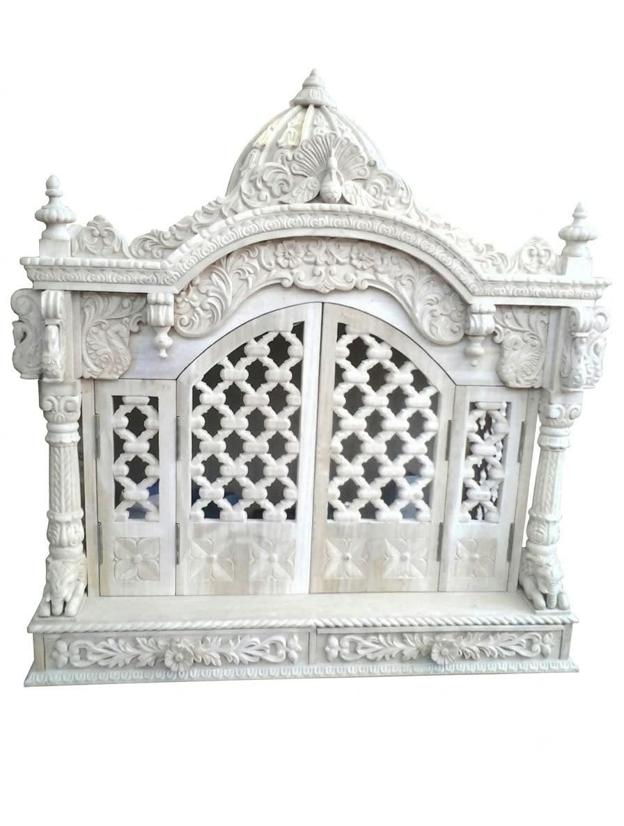 Contemporary wooden mandir with clean lines