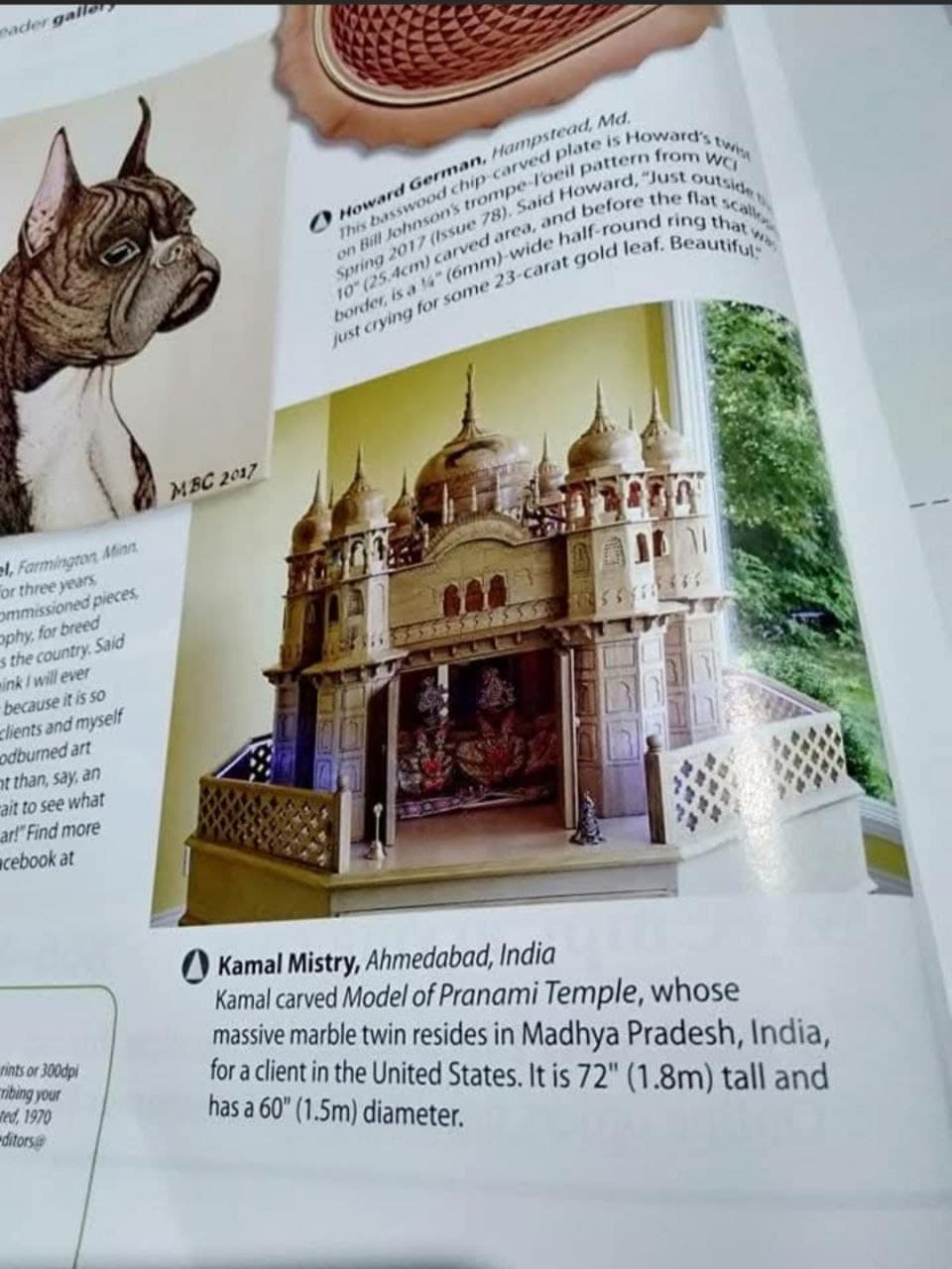 Magazine feature of Kamal Mistry's hand-carved wooden Model of Pranami Temple